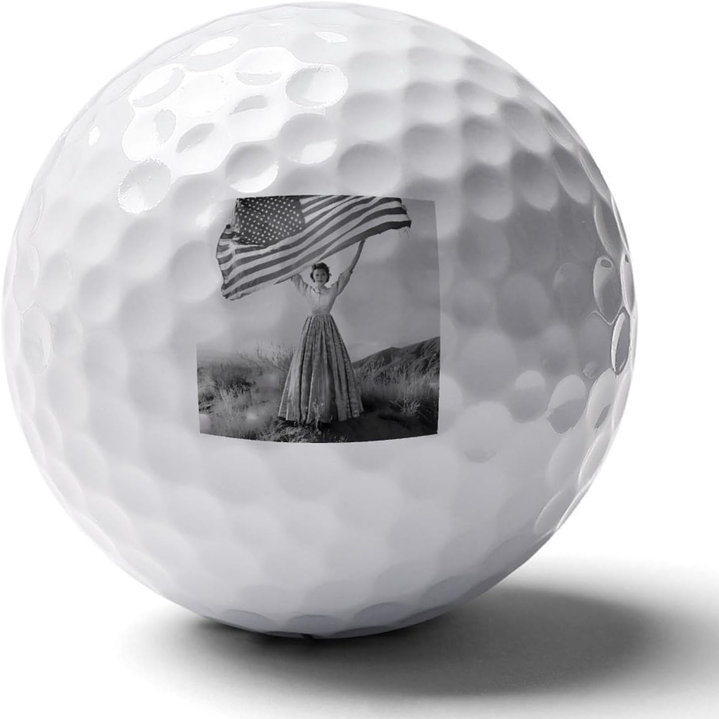 Proud Woman Holding U.S. Flag Funny Practice Golf Balls Limited Flight Training Ball for Backyard Indoor Outdoor