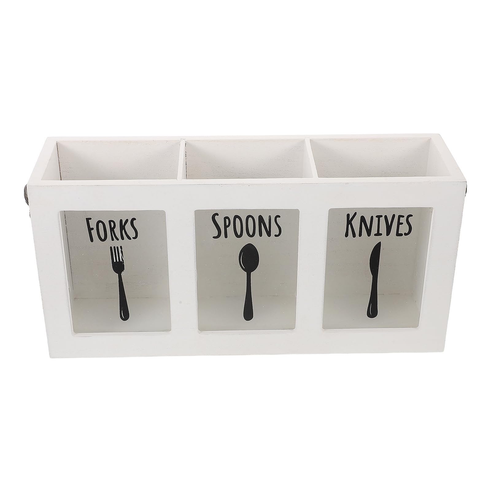 Caja de Cubiertos de Madera 3 Compartimentos para Almacenamiento Duradero y Soporte para Utensilios de Cocina en Encimera, Adecuado para Cocina y Cenas
