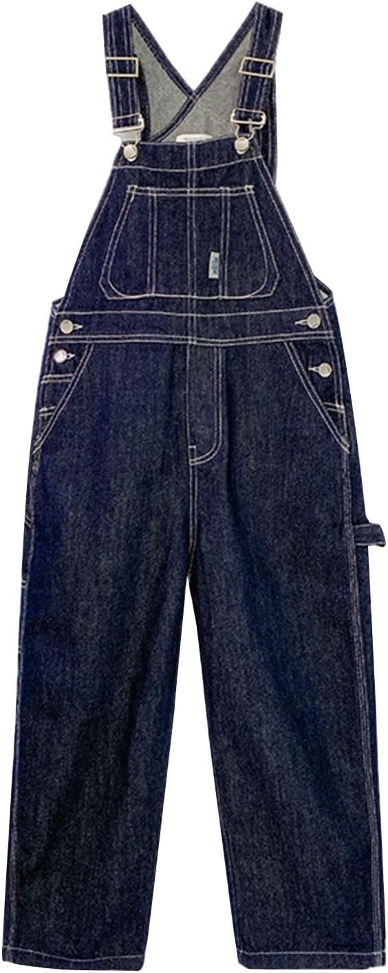 Girls Jean Overalls Teen Baggy Wide Leg Denim Pants Sleeveless Adjustable Jumpsuit Summer Soft Cotton Bib Overall