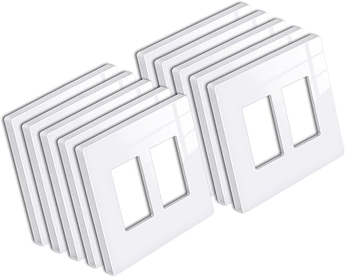 Miniatura 9 de BESTTEN Paquete de 5 Placa de pared decorativa sin tornillos, cubierta decorativa de salida de 2 bandas, serie blanca nieve USWP6, 4.69 pulgadas de