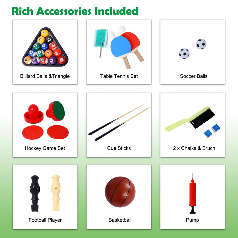 5-in-1 Multi Game Table, 3.6x2 Ft Combo Game Table, Foosball Soccer/Pool/ping Pong/basketball/Hockey Combination Game Table for Home Game Room