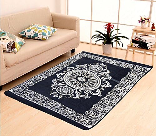 Home Elite Black & Grey Colored Ethnic Design Velvet Touch Carpet (140x 180 cm)