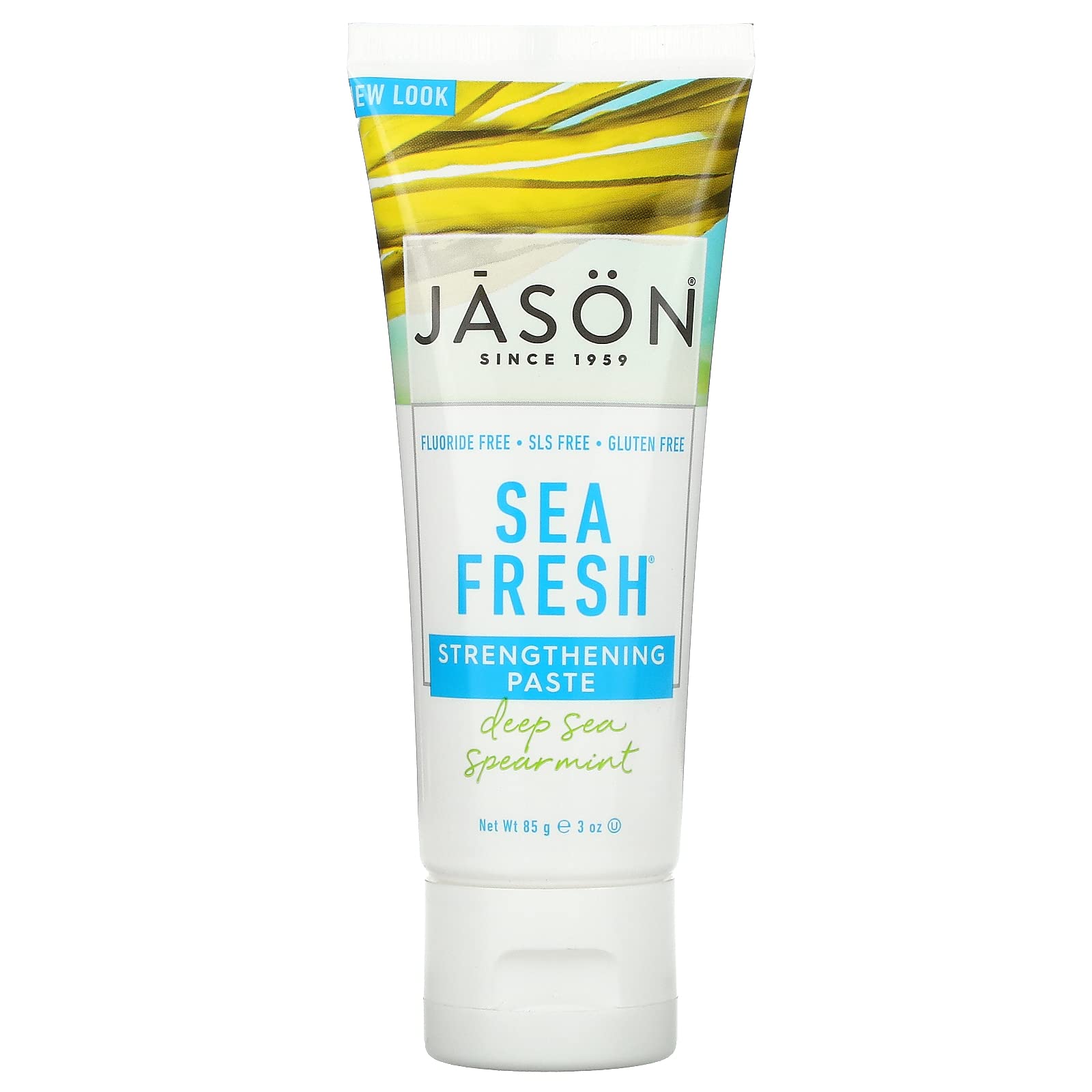 Jason Sea Fresh Strengthening Fluoride-Free Toothpaste, Deep Sea Spearmint, Travel Size, 3 Oz