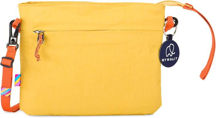 mywalit Mylite Unisex Zip Top Shoulder Bag|Cotton & Nylon Blend|Compact|Adjustable & Removable Strap|External Zip Pocket