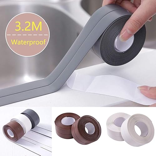 Miniatura 3 de Cinta de calafateo para pared de bañera, tira de PE autoadhesiva, impermeable, sellador decorativo para cocina, baño, ducha, inodoro, esquina de