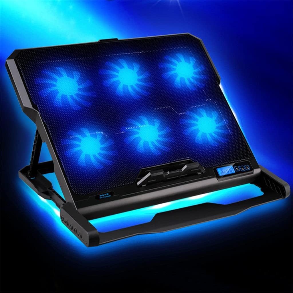 Laptop Cooling Pad 6 Fans and Cooler with Light LCD Display Notebook Stand for 12-16 Inch
