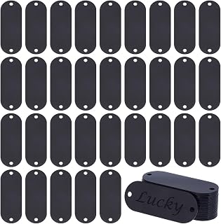 WEBEEDY 60피스 알루미늄 조각 블랭크 블랙 스탬핑 블랭크 태그 직사각형 조각 태그, 2개의 구멍 포함, 반려동물 ID 태그 주얼리 제작 공예 프로젝트 크리스마스 추수감사절 홈 데코, 5.1x1.8x0.1cm(2x0.7x0.05인치)