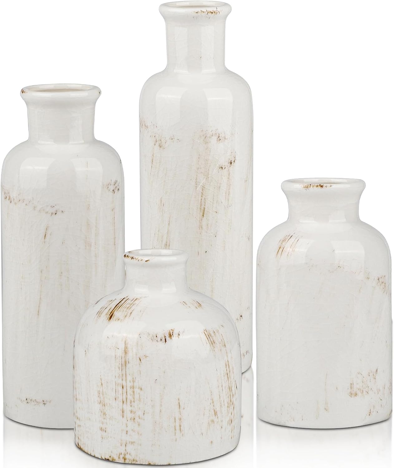 Liengoron Ceramic Vases Set of 4 Small Ceramic Vases Farmhouse Vases Rustic Vases