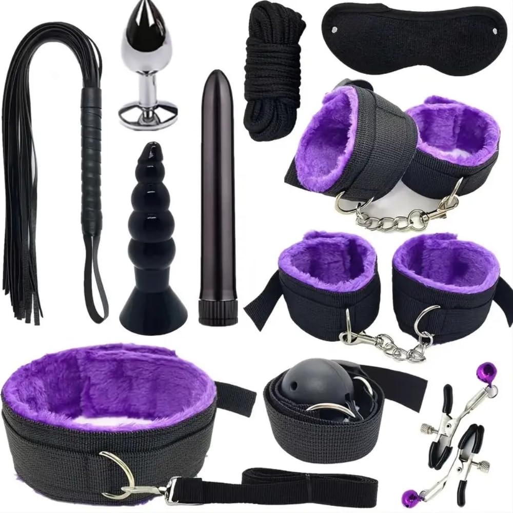 Capi 11Pices/Set Fitness Yoga di Toysper per Coppie Šêsso Accessori per Coppia Programma Bondage Kit Sexy Coppia Accessori Šêx Toy -4 (Miscela di fibre, Viola)