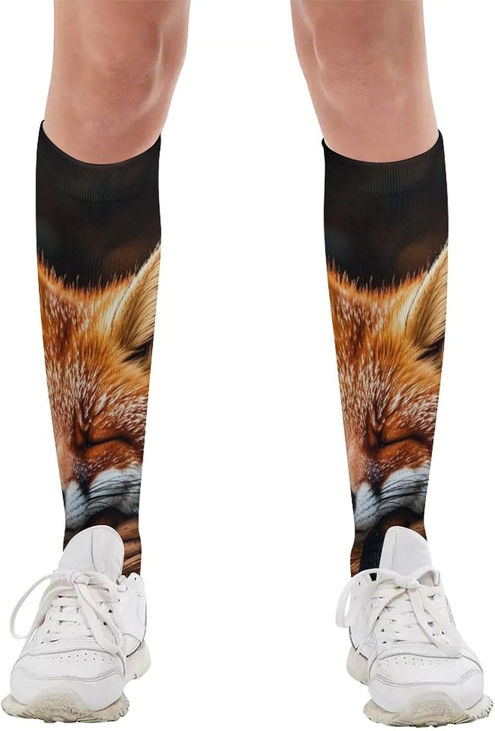 Funny Fox Sleeping Knee High Soccer Socks Moisture Wicking