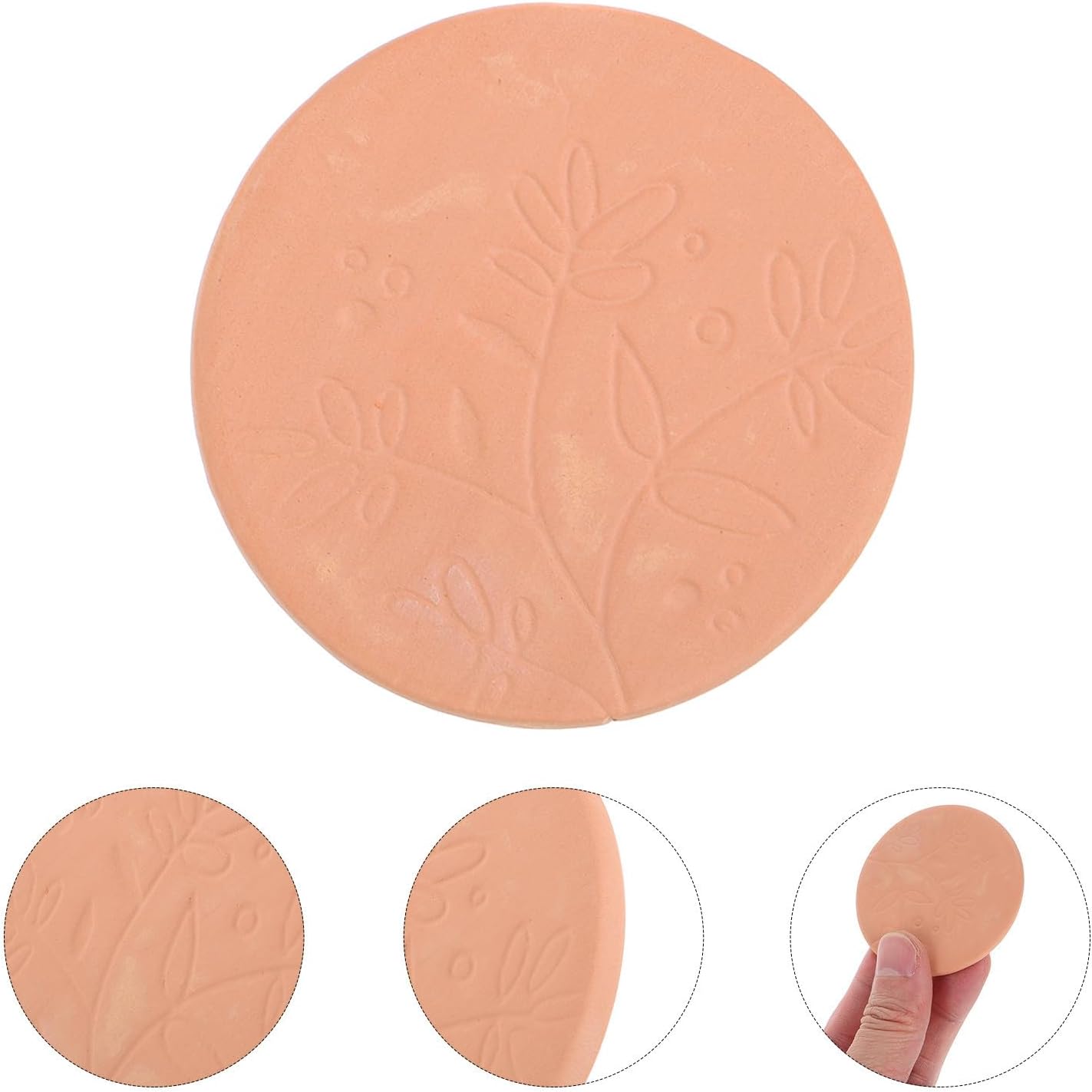 4pcs Terracotta Brown Sugar Softener Discs Reusable Kitchen Moisture Keeper | Carved Flower Clay Pieces, for Home Food Storage Containers, Coffee Tone, Easy Use and Softness image 3