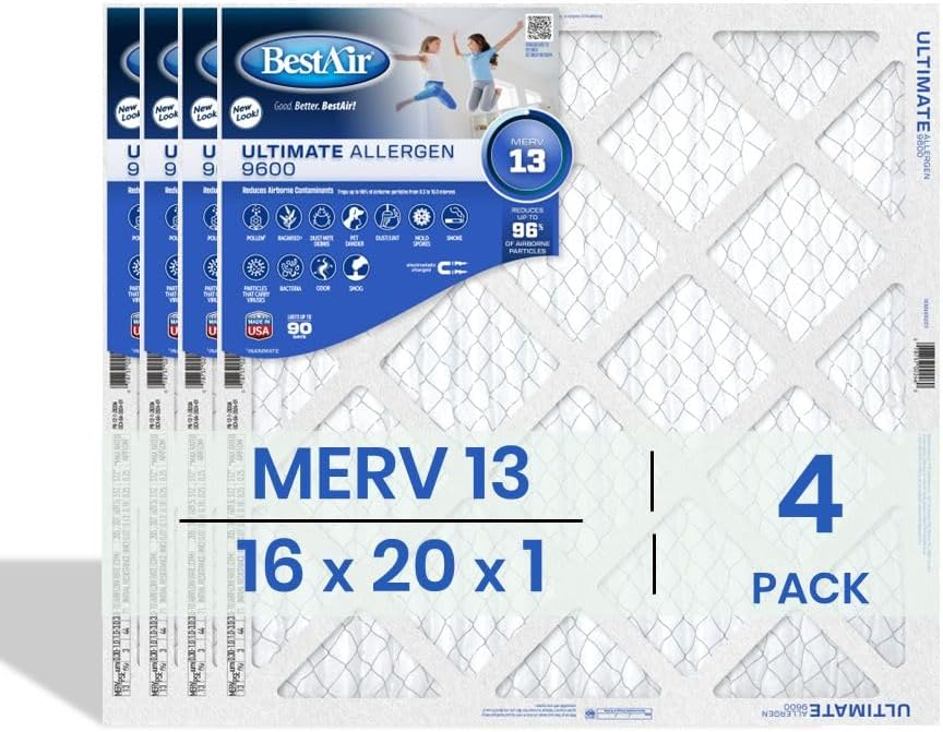 BestAir 14x20x1 Air Filter (4-Pack) | MERV 13 Ultimate Allergen 9600 HVAC AC Furnace Filter | Replacement Air Filter for Residential & Commercial Use | Made in USA | Actual Size (13.75 x 19.75 x 0.75) image 7