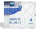 BestAir 16x20x1 Air Filter (4-Pack) | MERV 13 Ultimate Allergen 9600 HVAC AC Furnace Filter | Replacement Air Filter for Residential & Commercial Use | Made in USA | Actual Size (15.75 x 19.75 x 0.75)