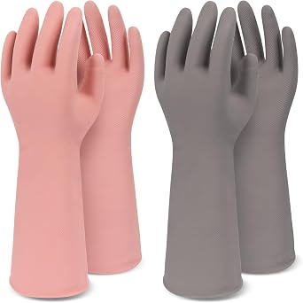 Household Gloves for Dishwashing Cleaning Waterproof No-slip Reusable for Kitchen & Bathroom 2 Pairs