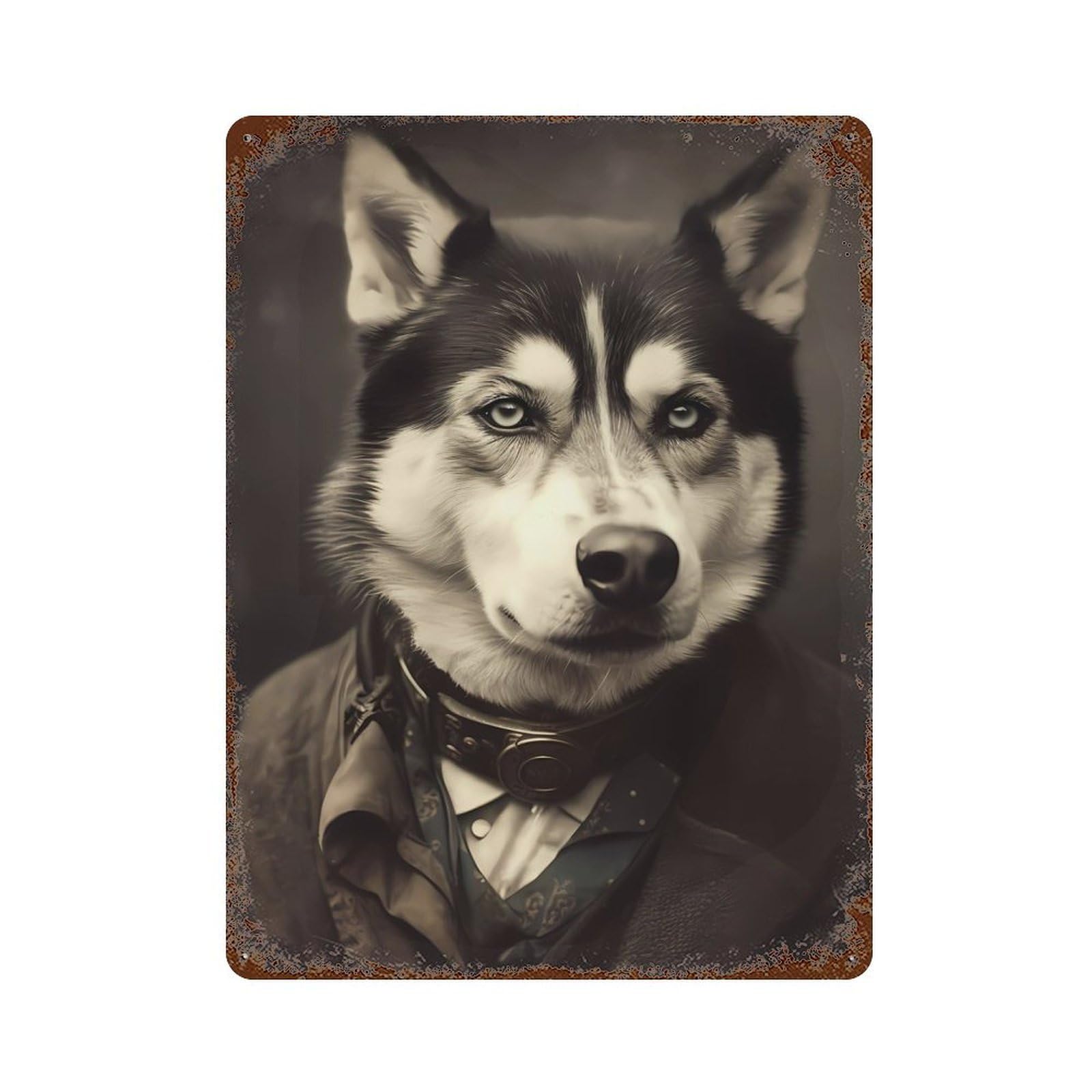 Retro Metal Sign with Husky Vintage Design 15.7"x11.8", for Pub, Kitchen And Man Cave Decor, Rustic Home Decor