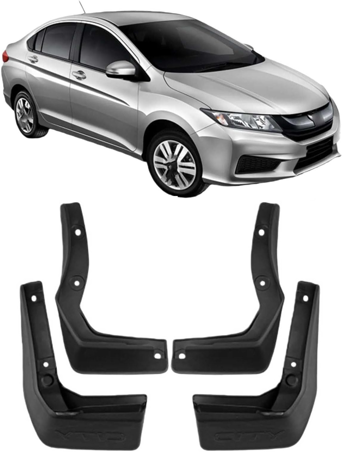 4 Pcs Car Mud Flaps Splash Guards for Honda City 2015-2020, Front Rear Wheel Protection Fender Accessories No Need to Drill Holes