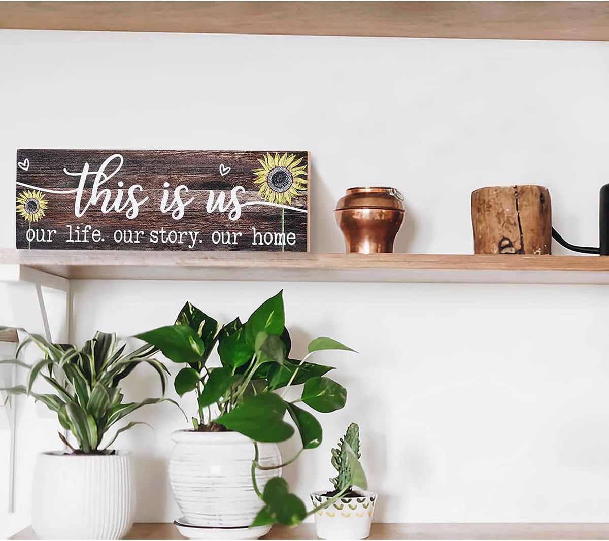 This is Us Wall Decor Rustic Wood Sign Sunflower Prints Home Sign Retro Wall Plaque for Living Room Bedroom Farmhouse
