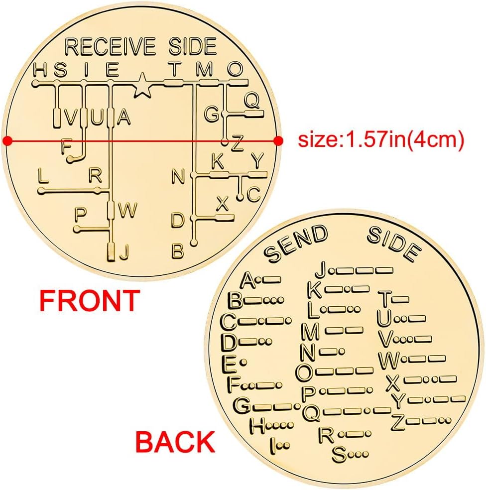 Morse Code Golden Commemorative Coin - Unique Collector's Coin with Engraved Morse Code Message, Perfect for History Buffs, Cryptography Enthusiasts, and Gift Giving