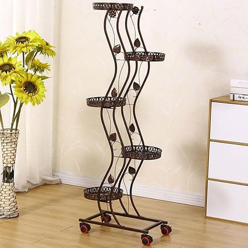 Miniatura 2 de Gerrit Soporte para plantas de 5 niveles, soporte de metal para plantas para interiores y exteriores, estante de flores de esquina alto para