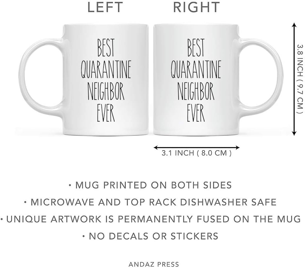 Andaz Press Funny Social Distancing 11oz. Ceramic Coffee Mug Gift, Best Social Distancing Neighbor Ever, 1-Pack, For Birthday Gift Ideas, Self Isolation Social Distancing Includes Gift Box