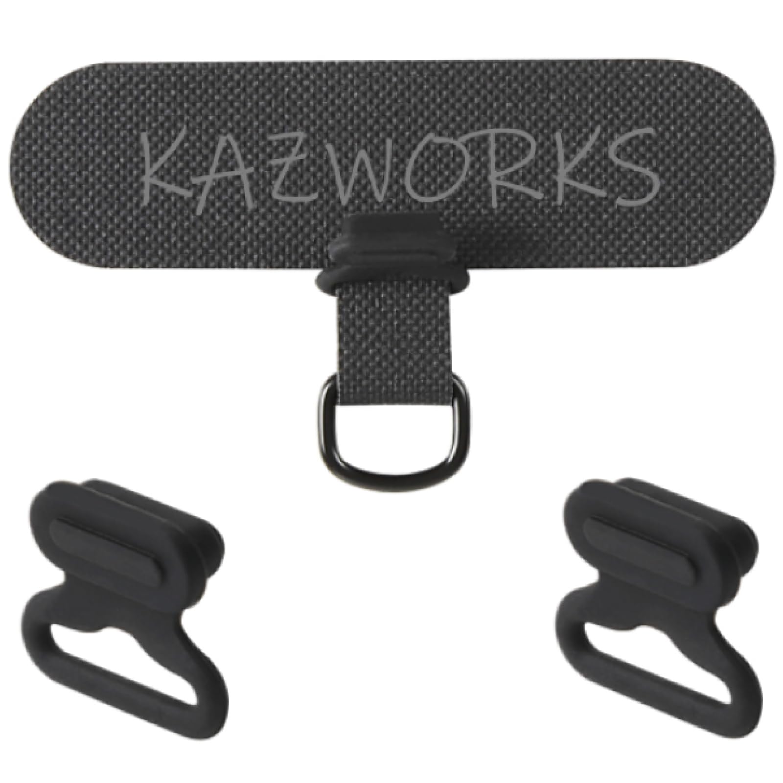 Kazworks Unisex Black Cell Phone Tether Tab Universal Mobile Phone Lanyard Clutch Loop Patch Attachment