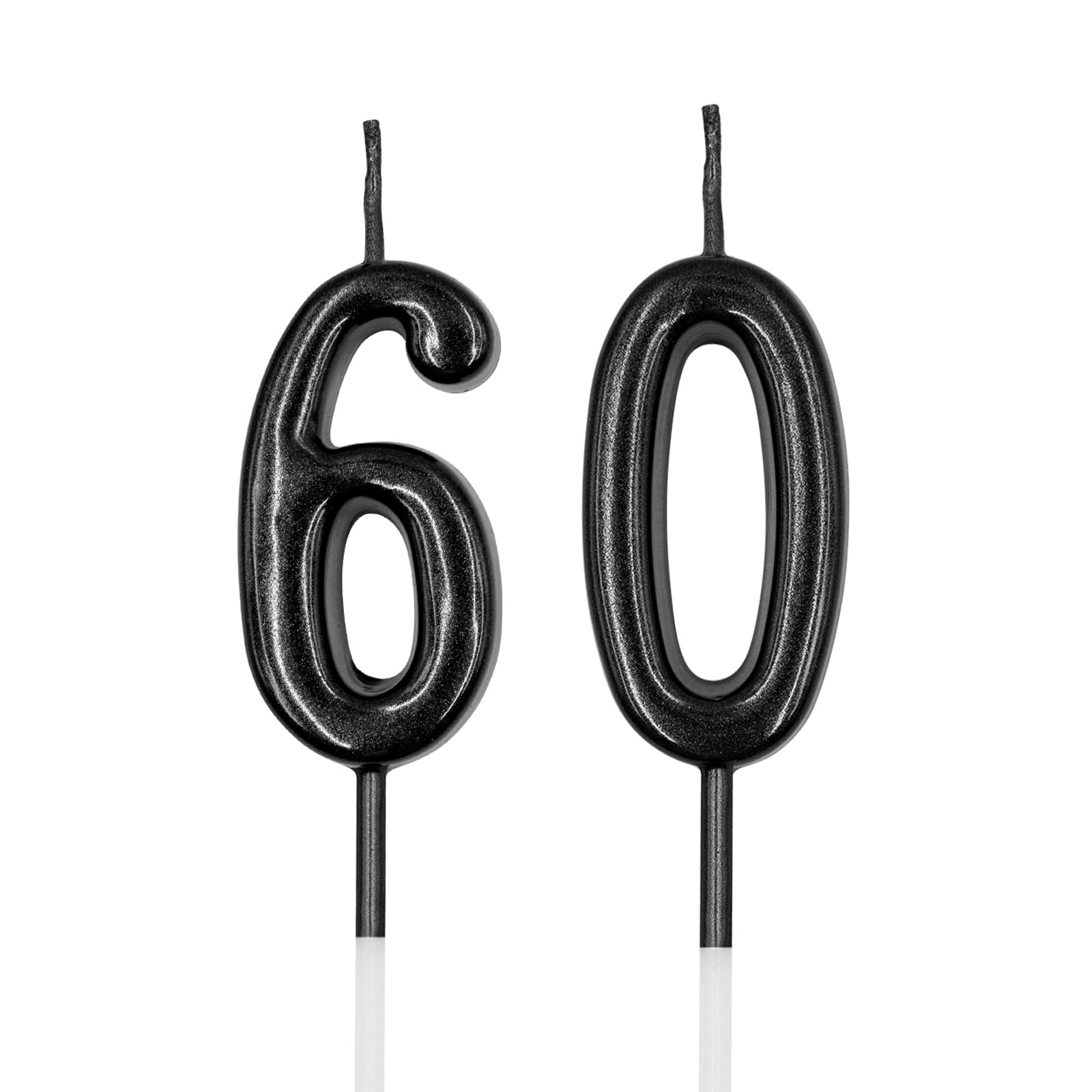 Velas de 60 cumpleaños, vela negra con el número 60 para pastel, decoración de pastel de feliz cumpleaños, aniversario, celebración, suministros de fiesta