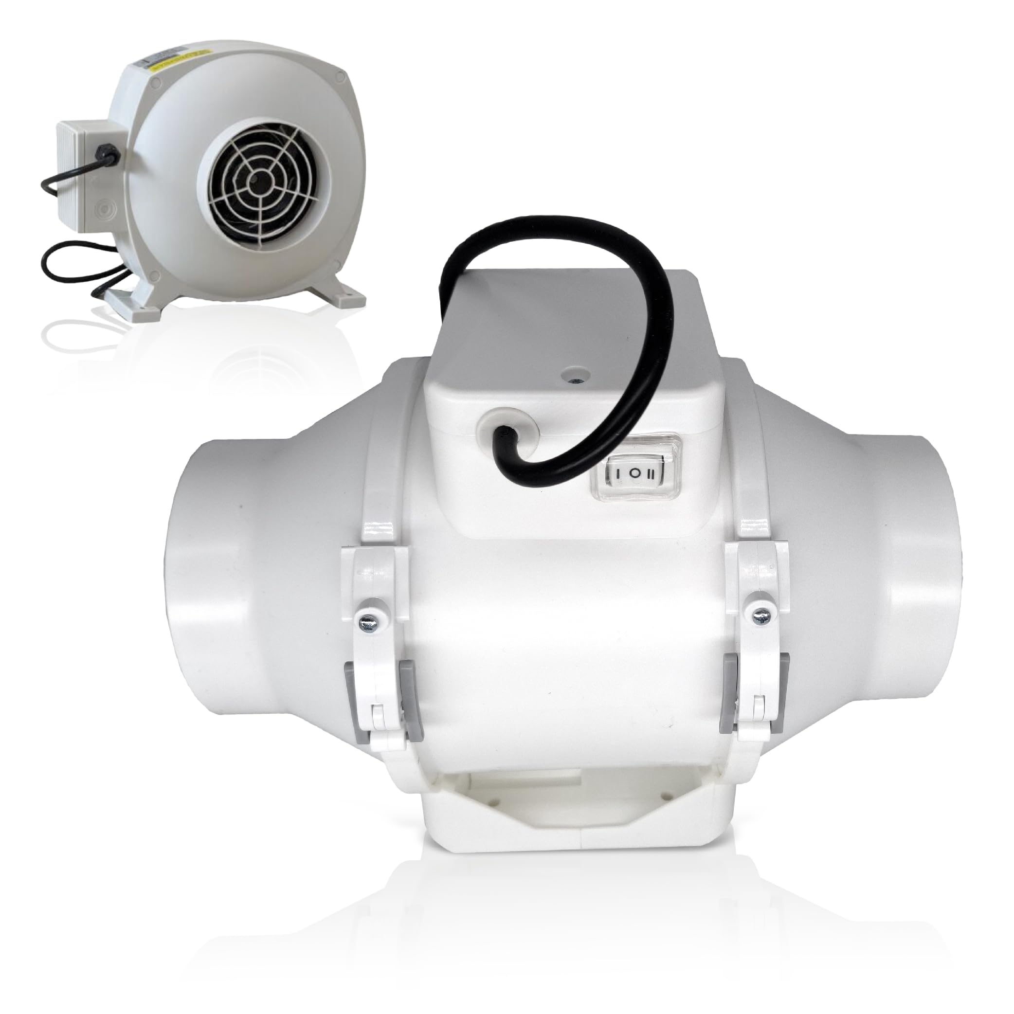 GROWMANIA Extracteur d'air TT pour cultures de 100 mm | Kit extracteur d'odeurs avec débit d'air 187 m³/h Idéal pour armoires de culture | Facile à installer | 2 vitesses | Silencieux