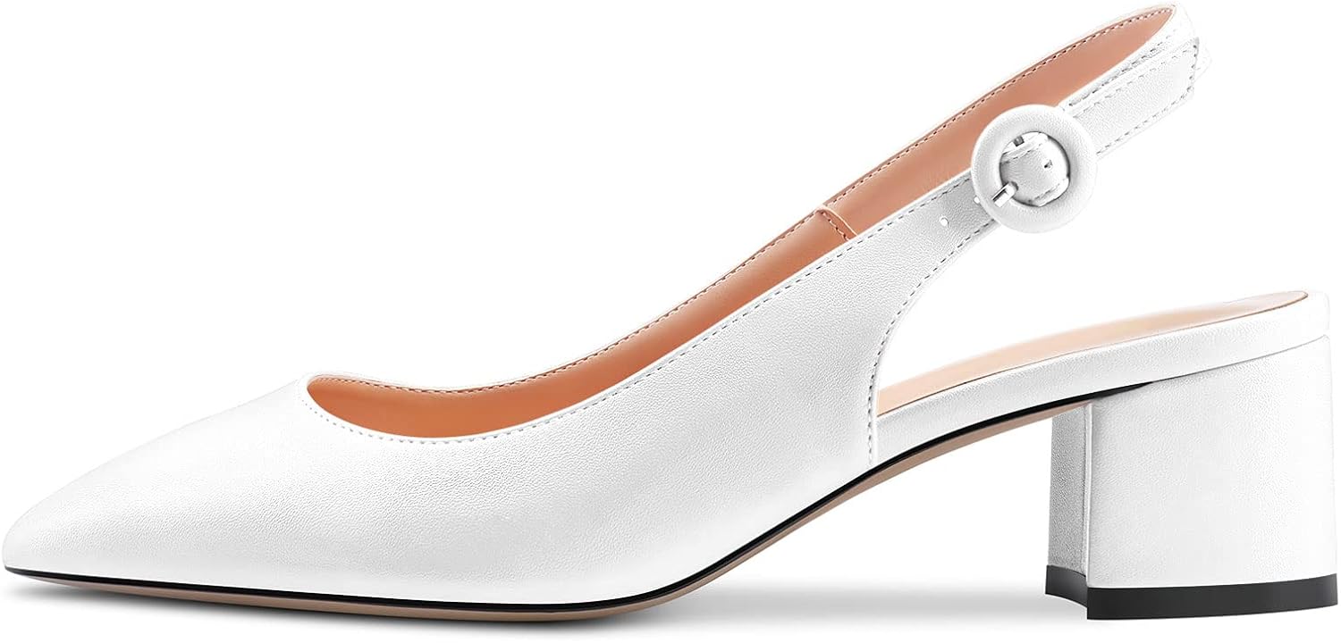 Castamere Women Chunky Block Low Heel Pointed Toe Slingback Pumps Slip-on Classic Dress Office 2.0 Inches Heels