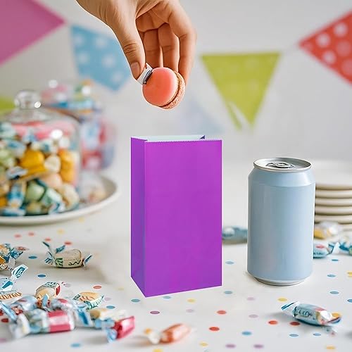 Miniatura 5 de Bolsas de papel de color brillante mini KEYYOOMY, bolsas de regalo de fiesta púrpura, bolsitas de papel para fiesta pequeña, bolsa de lonchera de