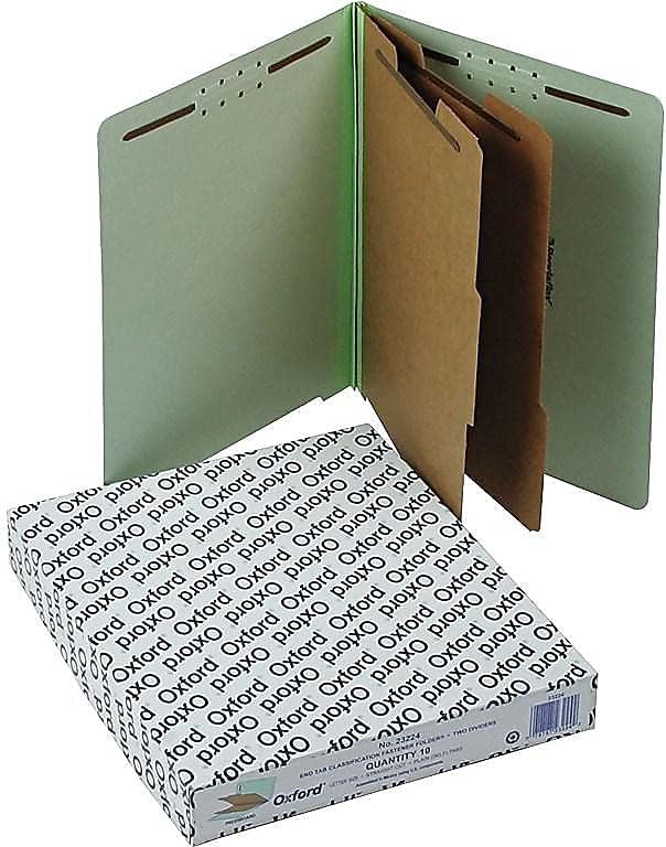 Pendaflex 23224 Pressboard End Tab Classification Folders, Letter, 2 Dividers/6 Section, 10/Box
