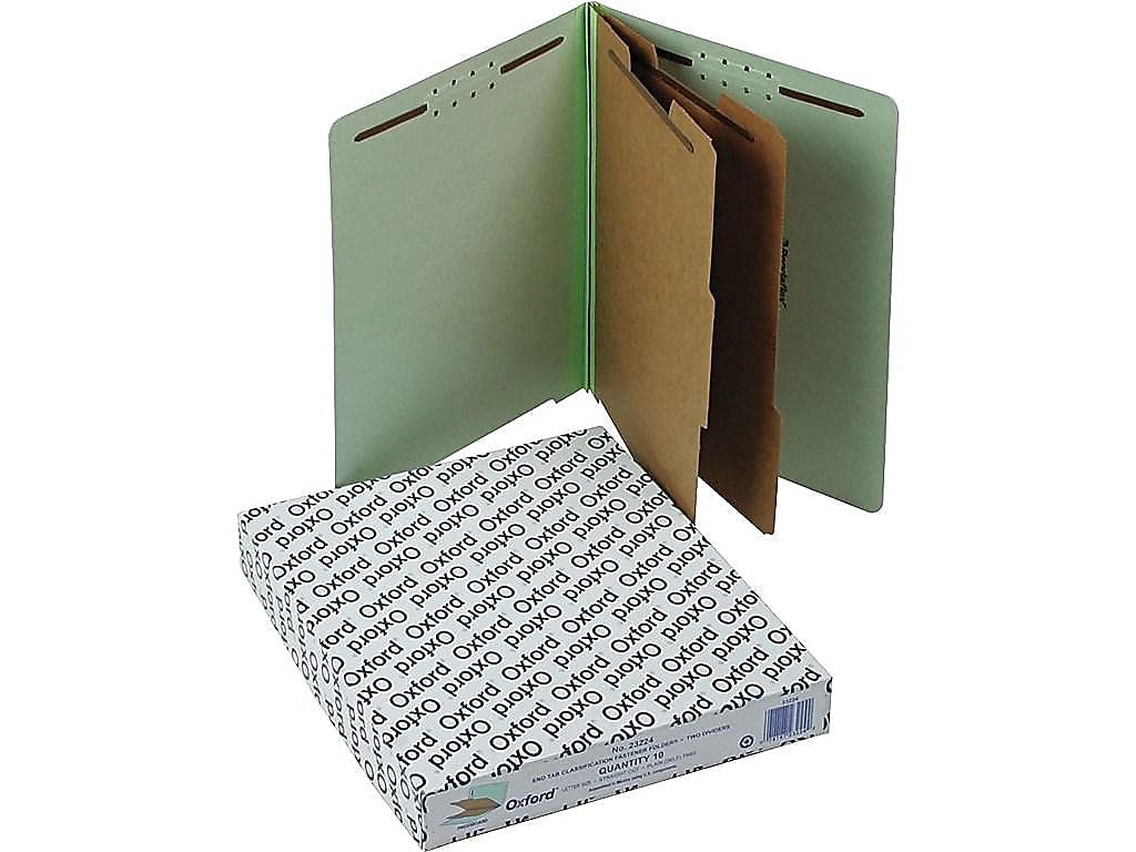 Pendaflex - Classification Folders, 2 Dividers, Letter, 10/BX, LGN, Sold as 1 Box, ESS23224