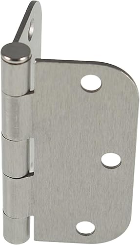 Miniatura 4 de 30 bisagras de puerta de níquel satinado cepillado, 3.5 x 3.5 pulgadas, esquinas de radio 58, bisagras de puerta de 0.087 in