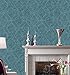 HaokHome 901503E Papel Pintado Geométrico Elegante,No Tejido Azul/Plata Fotomurales - Papel Pintado...