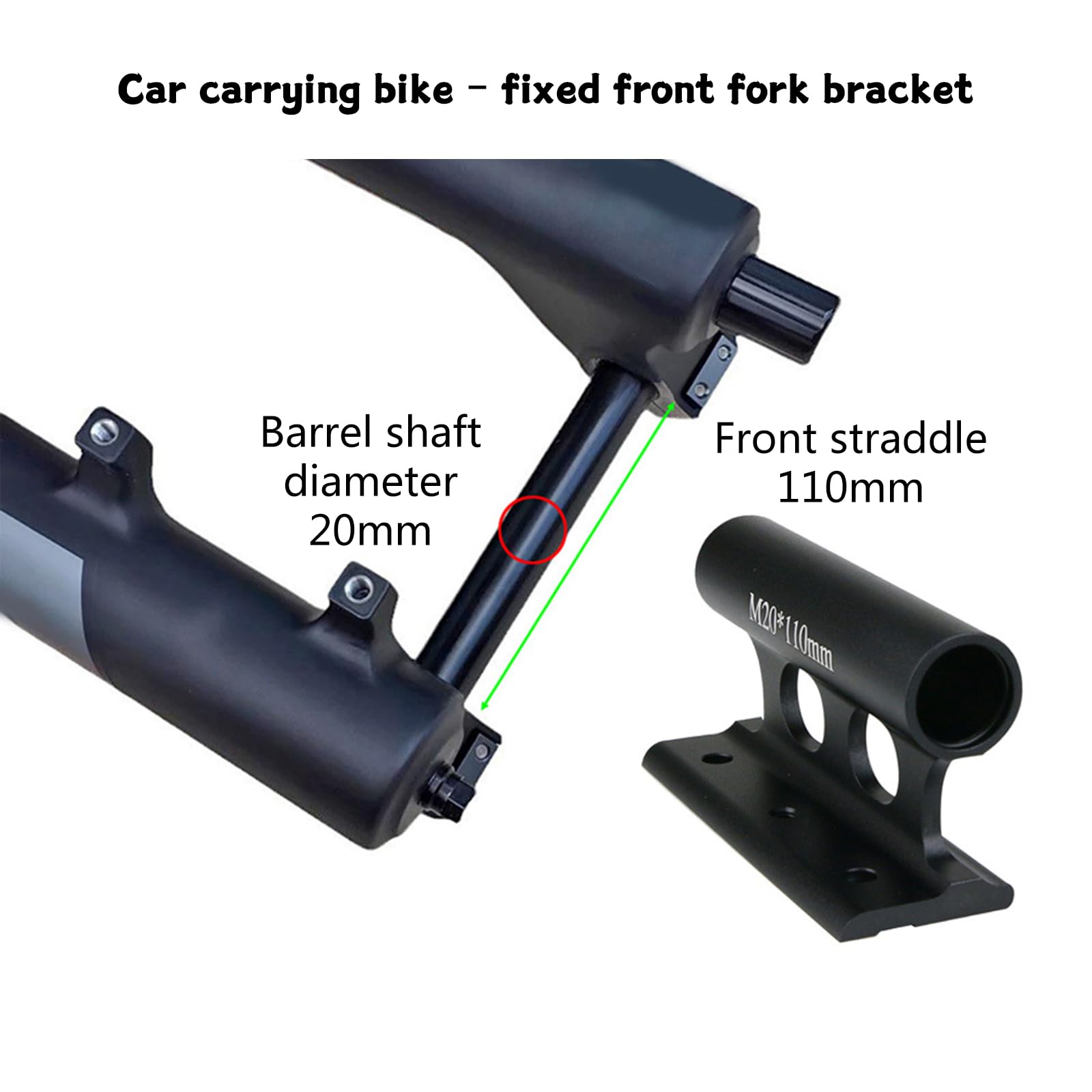 Support De Fourche Vélo Pour Barre De Toit - Bloc Aluminium 20x110 Mm, Fixation Rapide, Léger Et Solide - 6