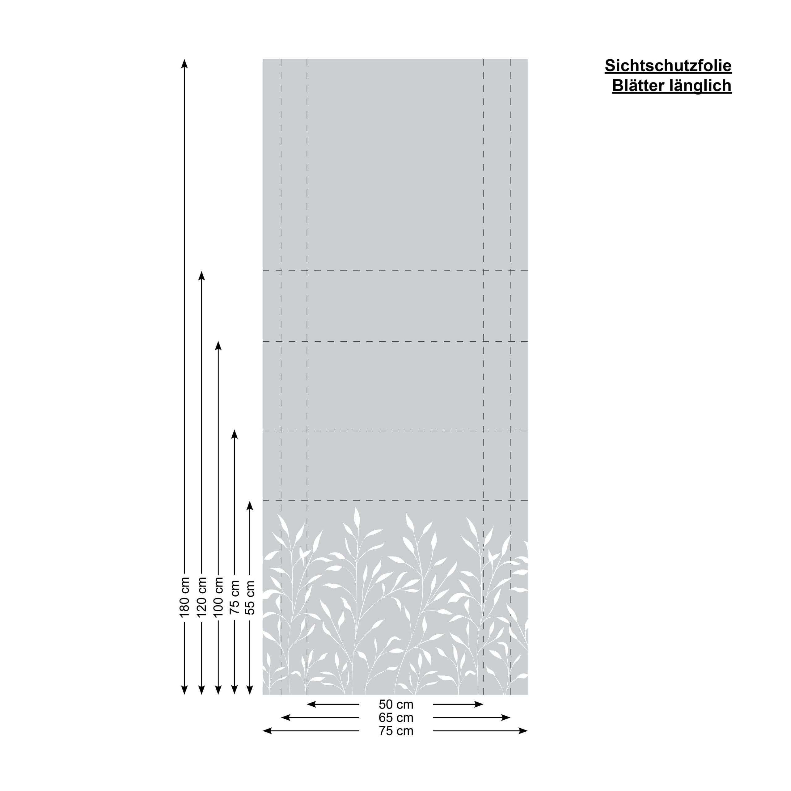 Sichtschutzfolie mit zarten Gräsern Fensterfolie Fensterdeko Milchglasfolie, 100 cm hoch, 65 cm breit