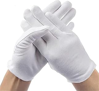 SYOSI White Cotton Gloves For Eczema & Dry Hands- 18 Pair Moisturizing Washable Spa