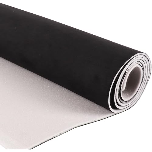 Suede Headliner Fabric with Foam Backing Material - Car Micro-Suede Headliner Roof Fabric for Automotive, Home, RV Interior Replacement Repair DIY 60" Wide by The Yard - Black, 60"×36"