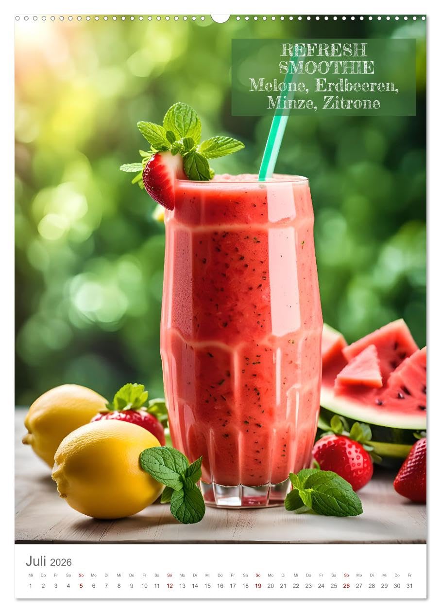 Vitamine im Glas - Gesunde Smoothie Kreationen (hochwertiger Premium Wandkalender 2026 DIN A2 hoch), Kunstdruck in Hochglanz: Leckere Smoothies zu verschiedenen Anlässen. (CALVENDO Lifestyle)