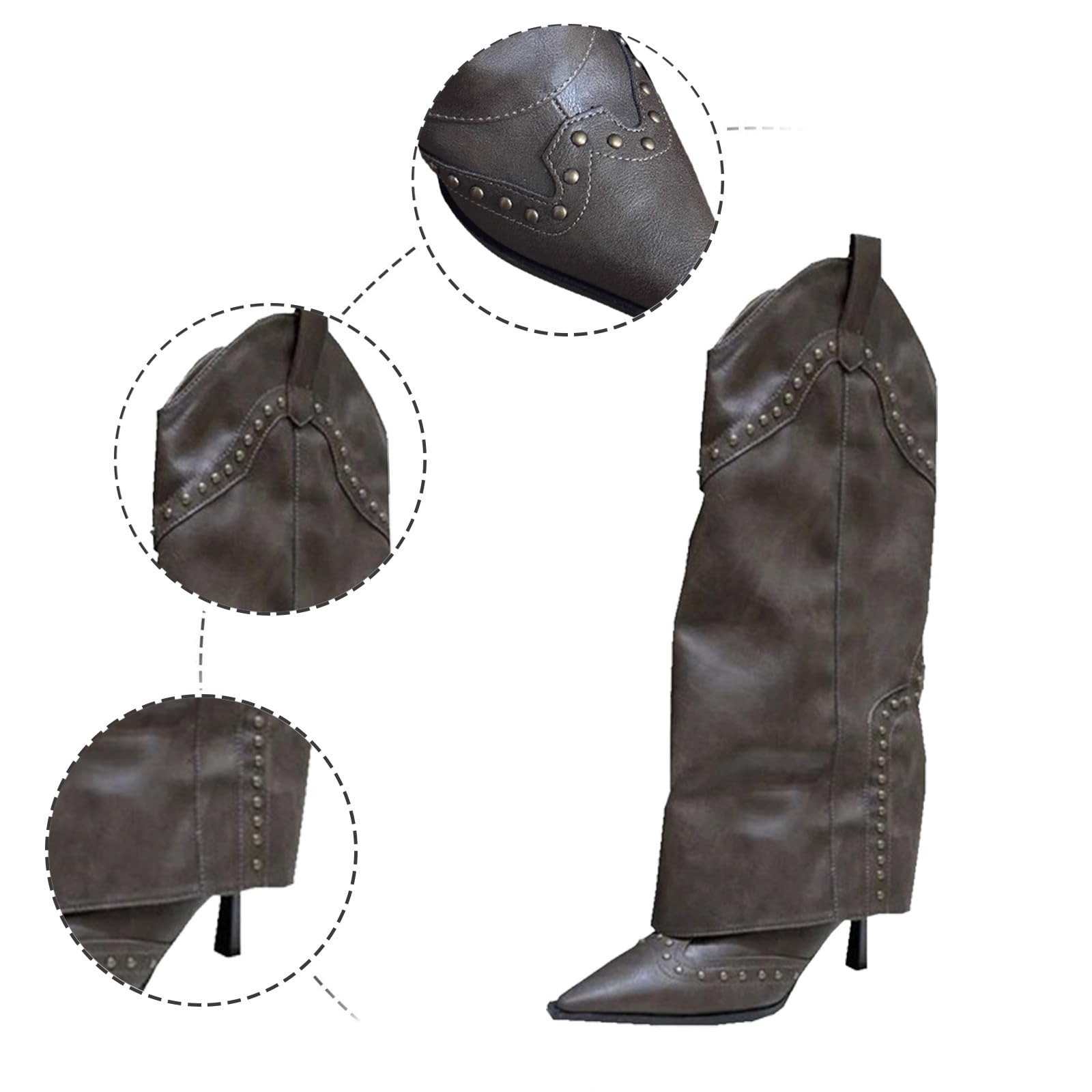 Botas de Invierno Mujer Botas de otoño cálidas y Redondas con Punta Larga y Suela Recta Gruesa para Mujer