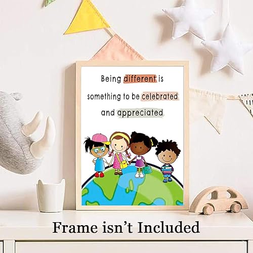 Miniatura 5 de TANXM Póster de armonía para niños, decoración artística de pared para educadores, arte de pared de autoestima positiva, impresión artística de