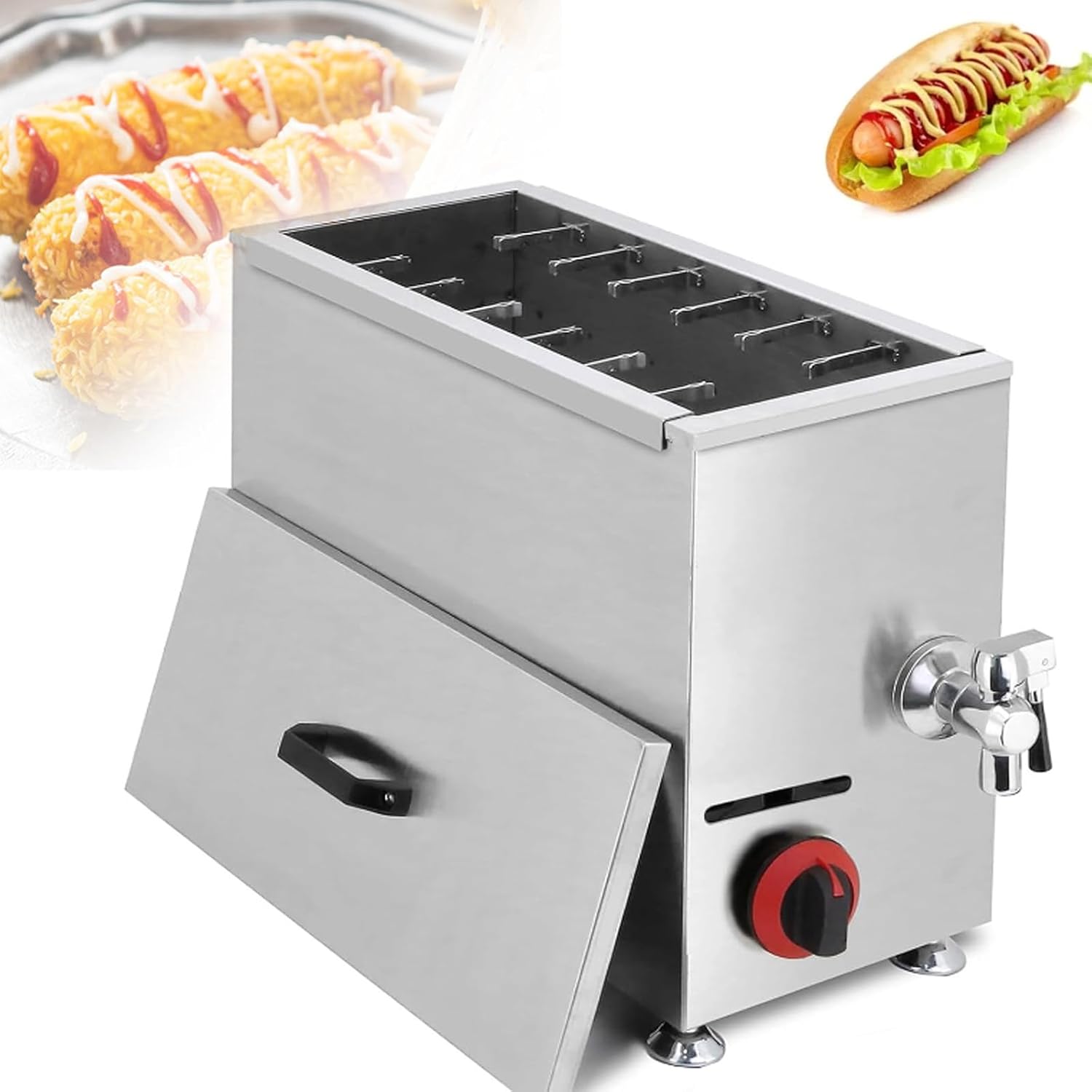 21L Commercial Cheese Hot Dog Sticks Maker Machine for Restaurant, Corn Dog Fryer for Commercial Use,Home Kitchen AndSnack Bar