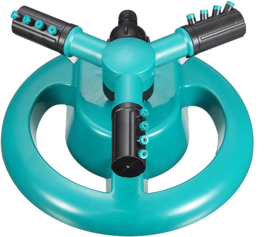 Automatic Garden Lawn Water Sprinkler 360 Degree 3-Arm Rotating Sprinkler System