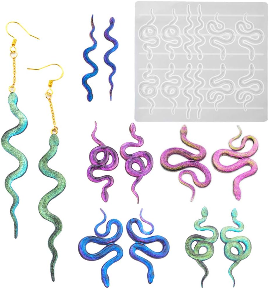 VERTTEE Epoxy Mold for Making Snake Shaped Ornaments DIY Pendant Jewelry Resin Mold Silicone Mold for Keychain, Earring, Prank Toy, Home Decoration