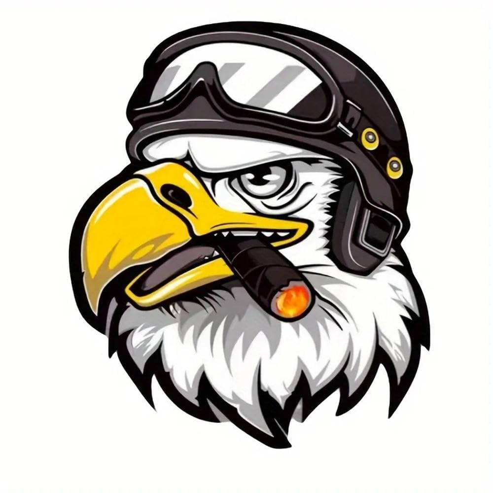 Eagle in Helmet Goggles Self-Adhesive Decals for Car Laptop Phone Customization