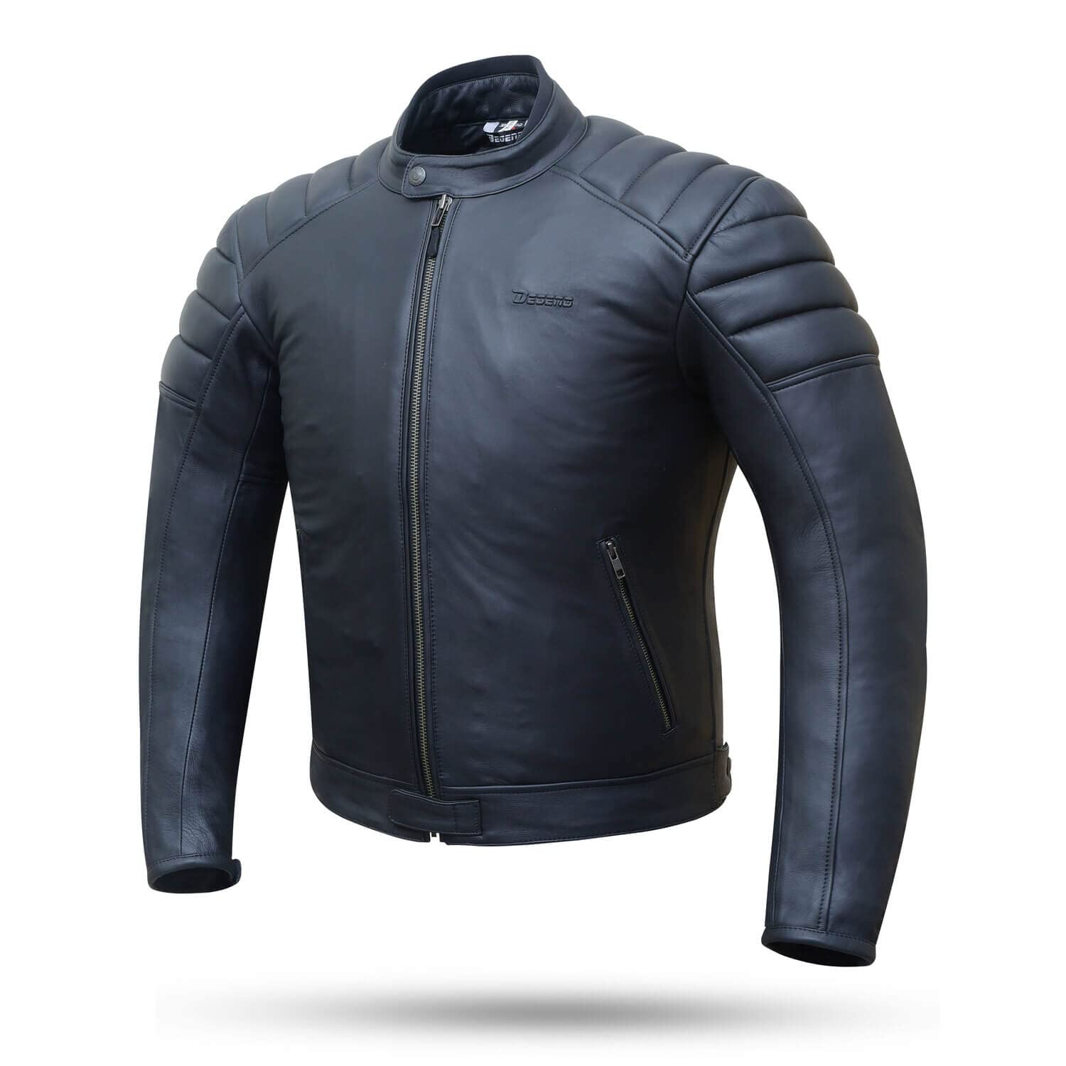 Deewar - akcesoria motocyklowe, skórzana kurtka motocyklowa męska z ochraniaczami, skórzana kurtka motocyklowa męska, czarny, S