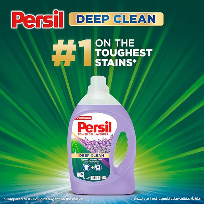 Persil Power Gel Liquid Laundry Detergent, With Deep Clean Technology, Lavender, Pack of Three, 3 x 4.8L