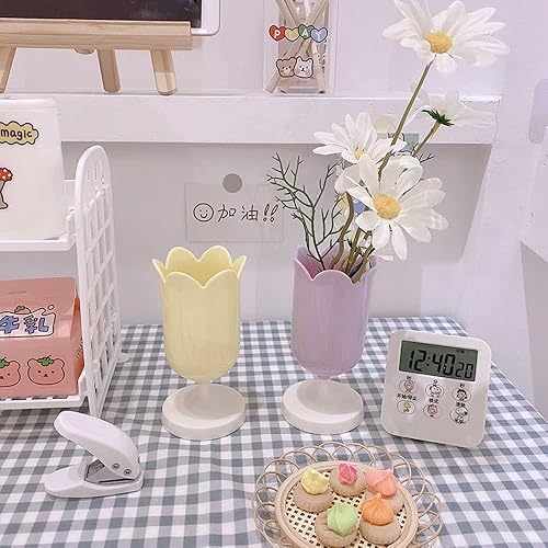 Miniatura 7 de Soporte para bolígrafo para escritorio, soporte de plástico para bolígrafos de tulipanes para niña, caja de maquillaje pequeña, lindo organizador de