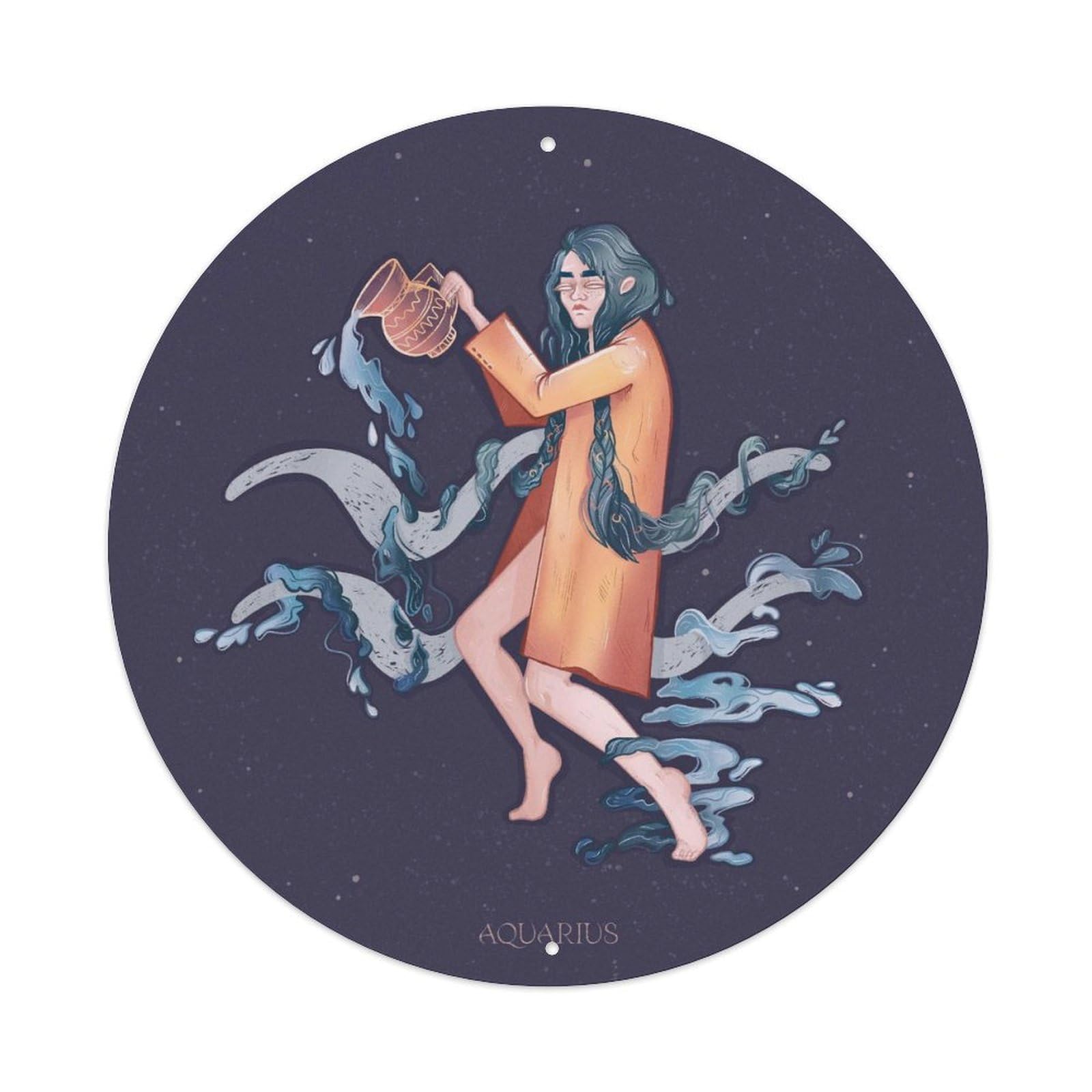 Twelve Zodiac Signs Beauty Poster Aquarius Constellations Vintage Metal Tin Sign Plaque Wall Decor for Cafe, Club, Garden Round Metal Poster 8x8Inch
