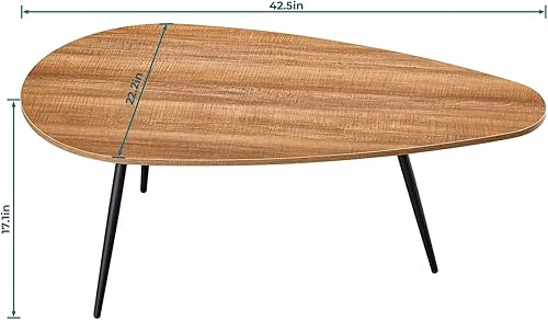 Miniatura 3 de SAYGOER Mesa de Centro Moderna de Mediados de Siglo para Sala de Estar Mesa de Centro Ovalada Rústica Pequeña Mesa de Acento Retro Mesa Central de