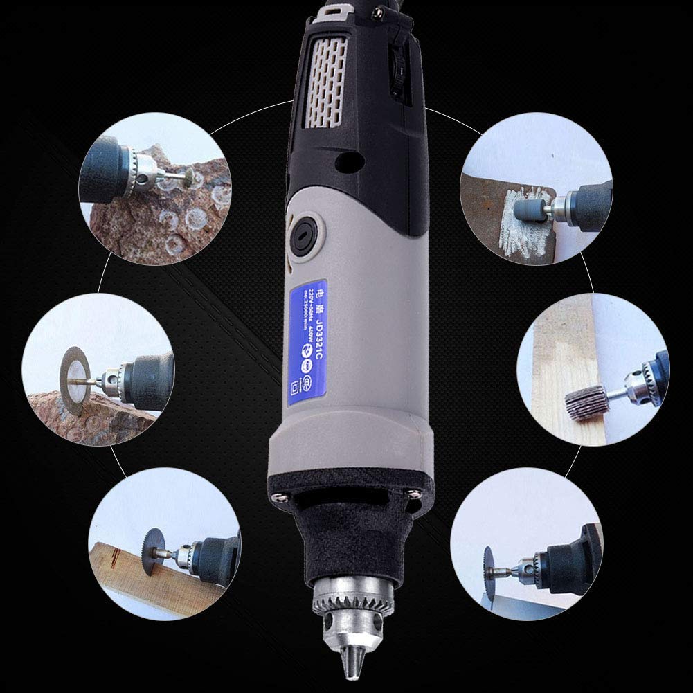 Smerigliatrice elettrica Utensile rotante elettrico, trapano elettrico per smerigliatrice da 400 W 6 posizioni Utensile rotante a velocità variabile 220 V spina europea